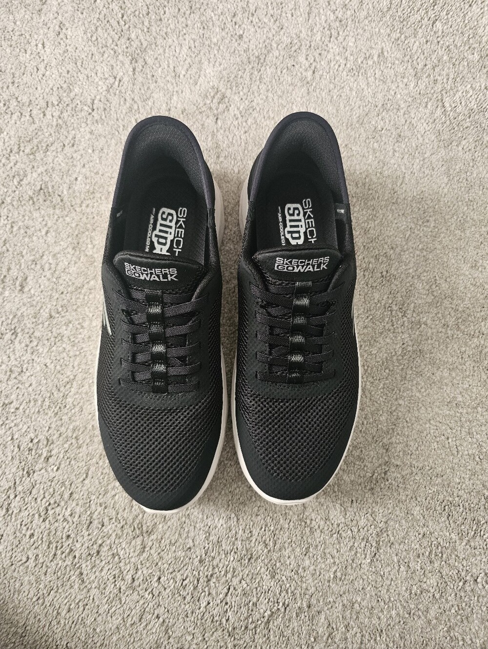Skechers GOwalk Womens Black Mesh Lace-Up Walking Sneakers